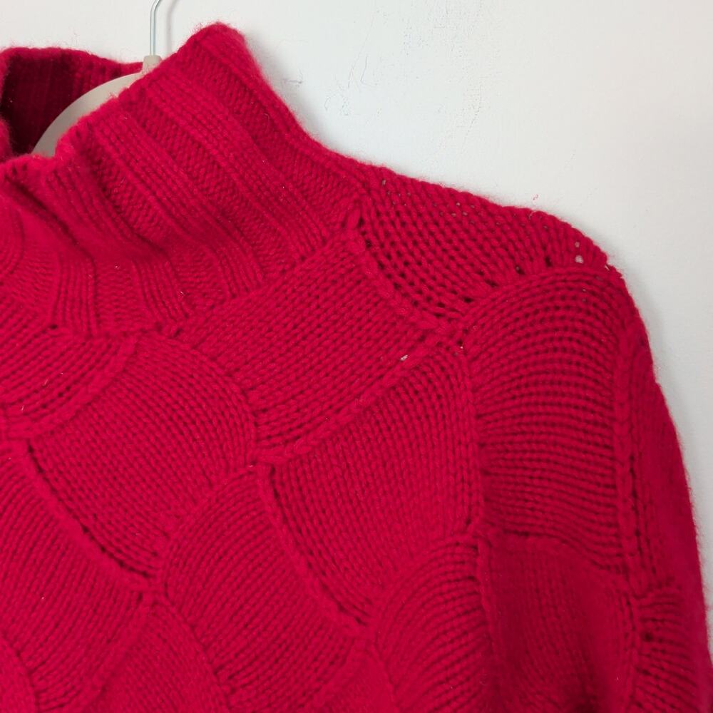 Daniel Bishop Women's Sz M 100% Cashmere Thick Red Sweater Crisscross Patch - Picture 2 of 5